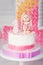 Colorful decoration of a first year birthday cake. Close-up image