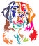 Colorful decorative portrait of Bernese Mountain Dog vector ill