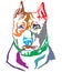Colorful decorative portrait of Dog American Staffordshire Terri
