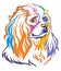 Colorful decorative portrait of Dog Cavalier King Charles Spaniel vector illustration