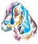Colorful decorative portrait of Dog Russian Spaniel vector illus