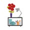 colorful decorative shelf with vase and lamp