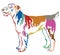 Colorful decorative standing portrait of Airedale Terrier