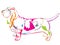 Colorful decorative standing portrait of Basset Hound vector ill