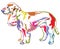 Colorful decorative standing portrait of dog Field Spaniel