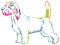 Colorful decorative standing portrait of Petit Basset Griffon Vendeen vector illustration