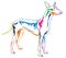 Colorful decorative standing portrait of Pharaoh Hound vector il