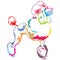 Colorful decorative standing portrait of Poodle vector illustration