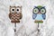 Colorful Decorative Wall Hook with Owl Shape on White Background