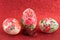 Colorful decoupage decorated Easter eggs