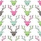 Colorful deer head seamless pattern.