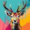 Colorful Deer Painting In Pop Art Style