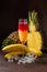 colorful delicious cocktail with ananas and banana