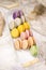 Colorful delicious french fresh macrons