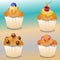 Colorful Delicious Muffins and Cupcakes Vector Illustration