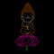 Colorful design of an adorable and cute smiling Buddha wearing a protective mask against Coronavirus while meditating on a Lotus