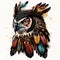 Colorful design of wise owl totem bird head