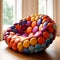 colorful designer sofa armchair, made of colorful soft balls44