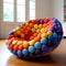 colorful designer sofa armchair, made of colorful soft balls46