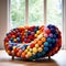 colorful designer sofa armchair, made of colorful soft balls52