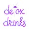Colorful detox drinks lettering with glass drinking straw and umbrella