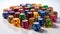 colorful dice against a pristine white background