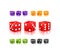 Colorful Dices with white dots icon set