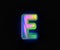 Colorful dichroic font - letter E isolated on grey, 3D illustration of symbols