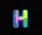 Colorful dichroic font - letter H isolated on grey, 3D illustration of symbols