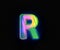 Colorful dichroic font - letter R isolated on grey, 3D illustration of symbols