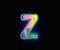 Colorful dichroic font - letter Z isolated on grey, 3D illustration of symbols