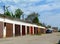 Colorful different garage doors in diminishing perspective