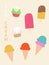 Colorful different ice cream collection vector illustration isolated on white background.