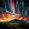 Colorful digital collage depicting a surreal meteor shower scene