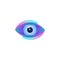 Colorful digital optical icon with blue eyeball