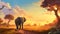 Colorful Digital Painting Of An Elephant In The Jungle