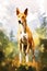 A colorful, digital watercolour painting, showing the portrait of a ibizan hound.