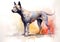 A colorful, digital watercolour painting, showing the a Thai ridgeback dog.