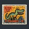 Colorful Dinosaur Stamp: A Playful Tribute To Prehistoric Art