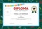 Colorful diploma certificate for kids on green chalk board