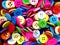 Colorful disorderly sewing buttons background