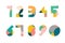 Colorful display numerals from 1 to 0