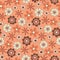 Colorful Ditsy Hand-Drawn Floral Daisies Vector Seamless Pattern. Retro 70s Style