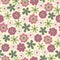 Colorful Ditsy Hand-Drawn Floral Daisies Vector Seamless Pattern. Retro 70s Style