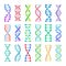 Colorful DNA icon. ADN structure spiral, deoxyribonucleic acid medical research and human biology genetics code vector