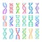 Colorful DNA icon. ADN structure spiral, deoxyribonucleic acid medical research and human biology genetics code vector icons set