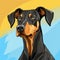 Colorful Doberman Dog Portrait Vector Illustration