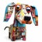 Colorful Dog Assemblage With Graffiti-inspired Details