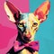 Colorful Dog With Bow Tie: Futuristic Retro Art