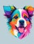 Colorful Dog Playing in Rainbow